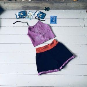 Organic Cotton Yoga Set Halter Top Shorts Small